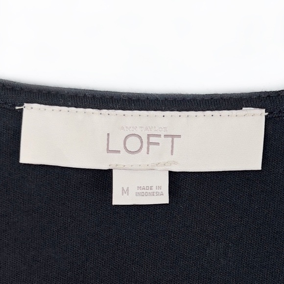 LOFT Black Tiered Ruffle Sleeveless Mini Dress V Neck Medium - Picture 10 of 11